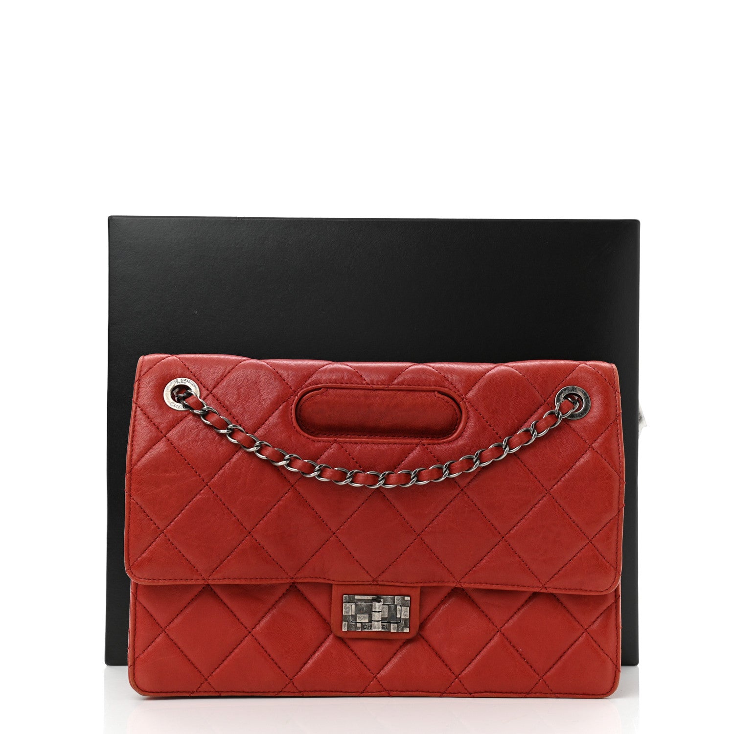Chanel Washed Lambskin Jumbo Take Away Flap Red 10 of 10