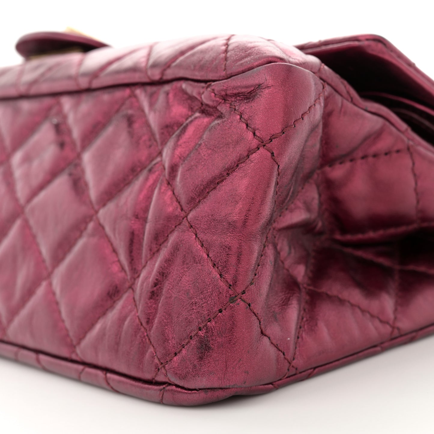 Metallic Aged Calfskin Quilted 2.55 Reissue 227 Flap Dark Red