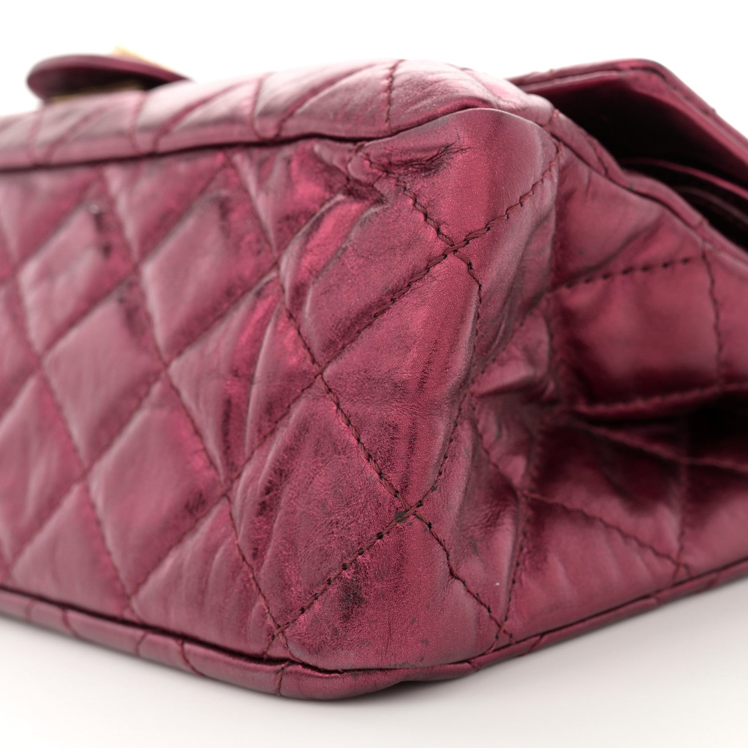 Chanel Metallic Aged Calfskin Quilted 2.55 Reissue 227 Flap Dark Red 10 of 14