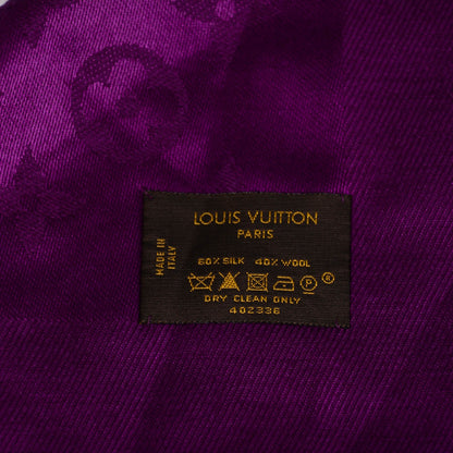 Louis Vuitton Silk Wool Monogram Voile Shawl Cassis 4 of 5