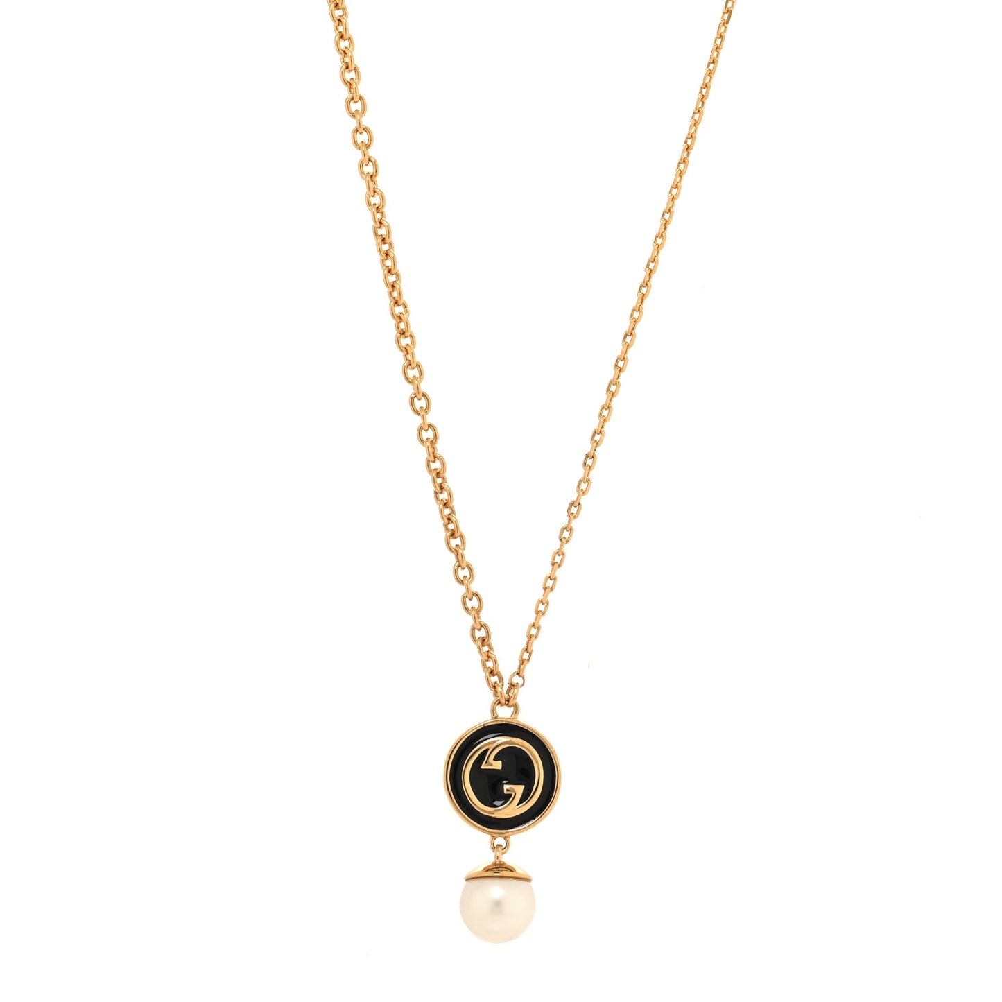 Metal Pearl Blondie Pendant Necklace Gold Black