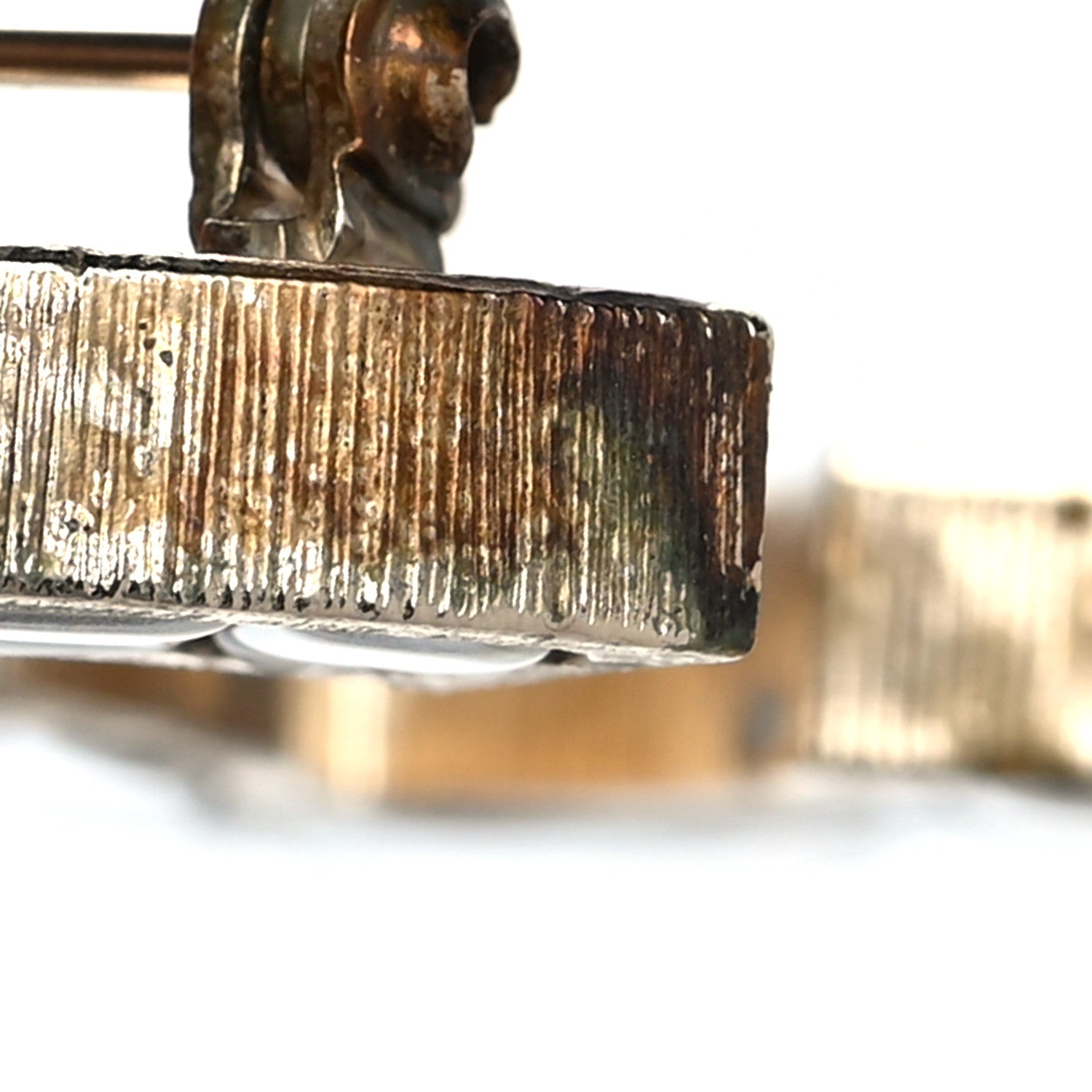 Chanel Metal Quilted CC Brooch Silver Gold 5 of 8