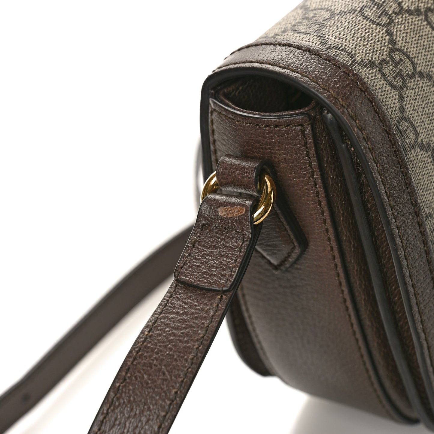 GG Supreme Monogram Web Small Ophidia Flap Messenger Bag Brown