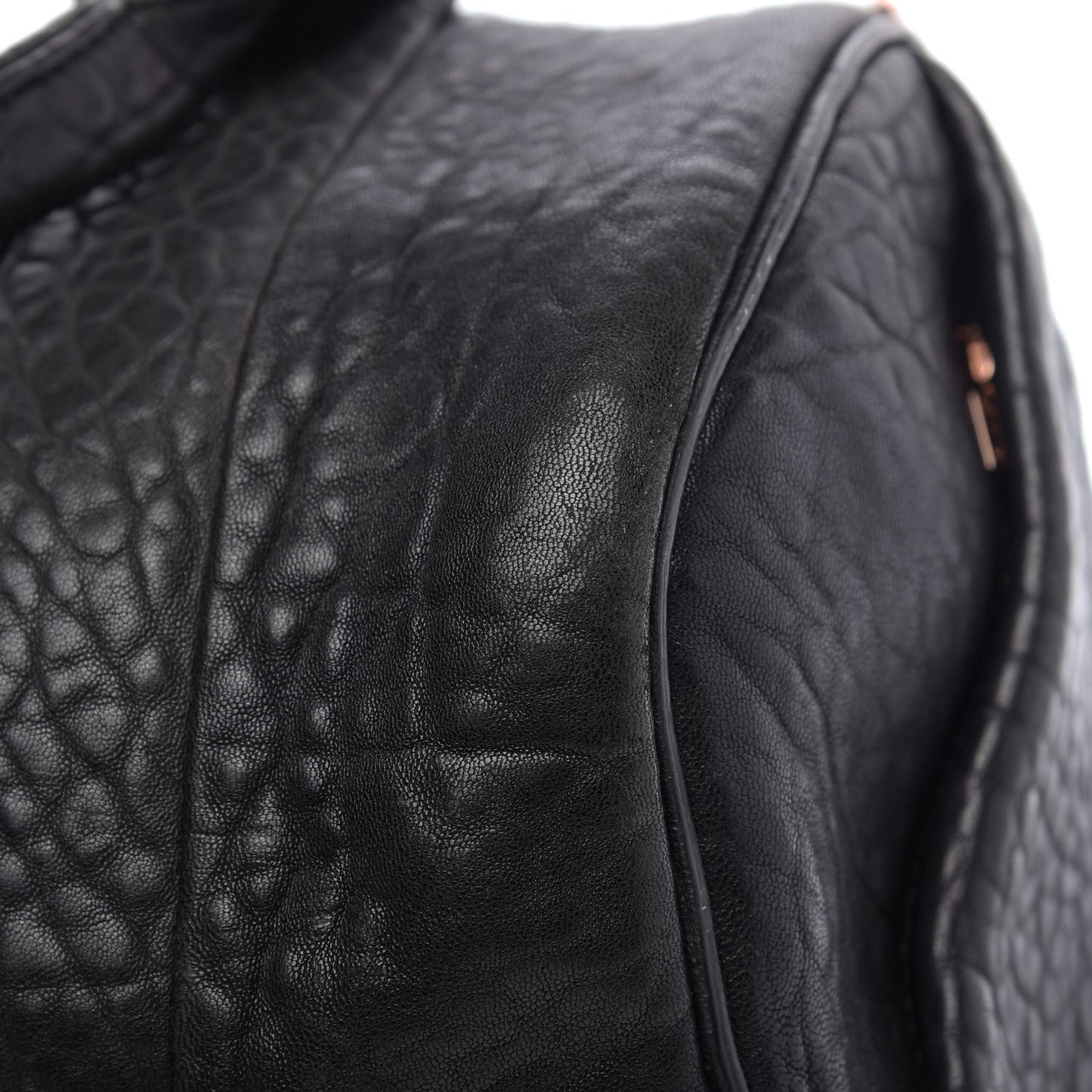 Pebbled Lambskin Rocco Black Rose Gold Hardware