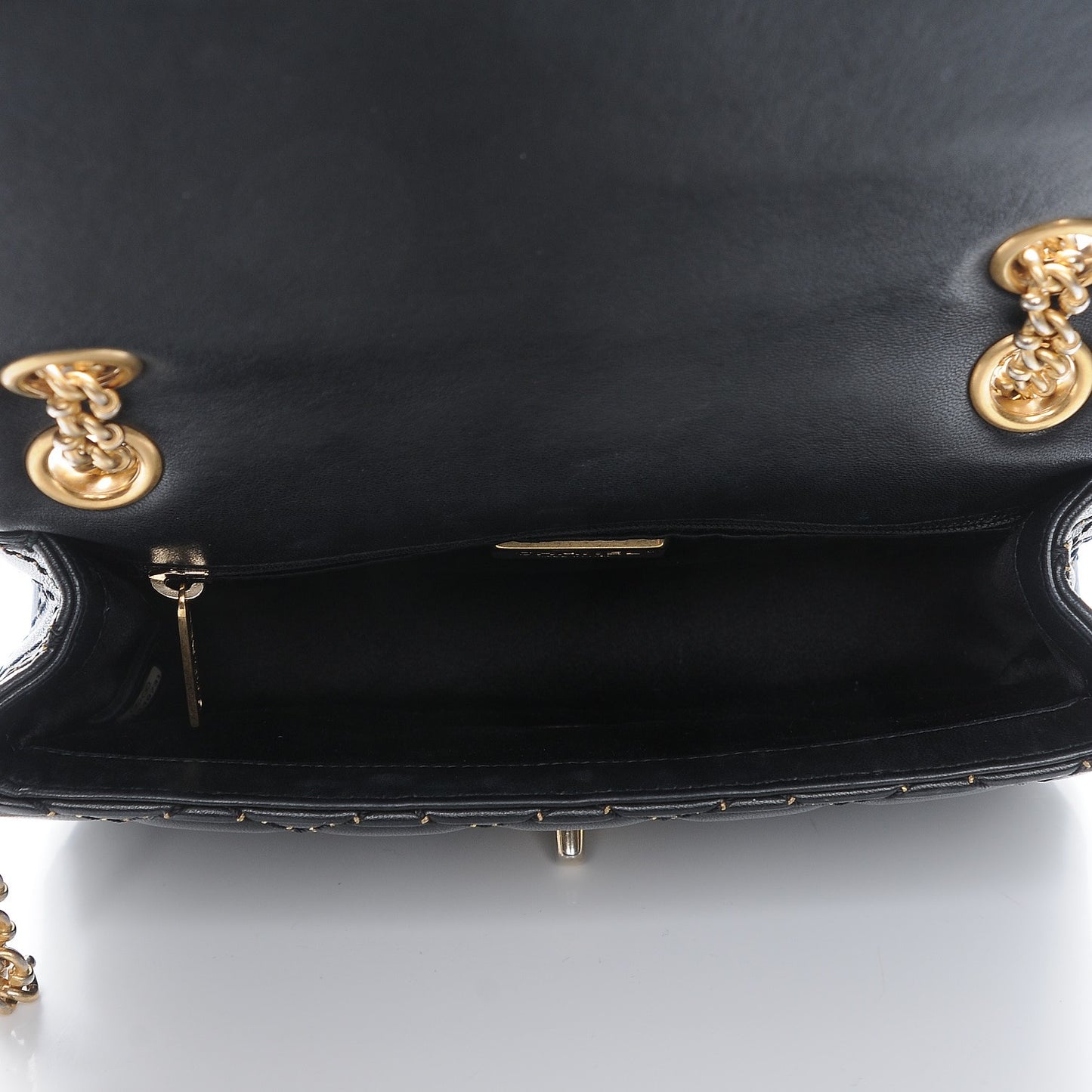Lambskin Quilted Mini Studded Flap Black