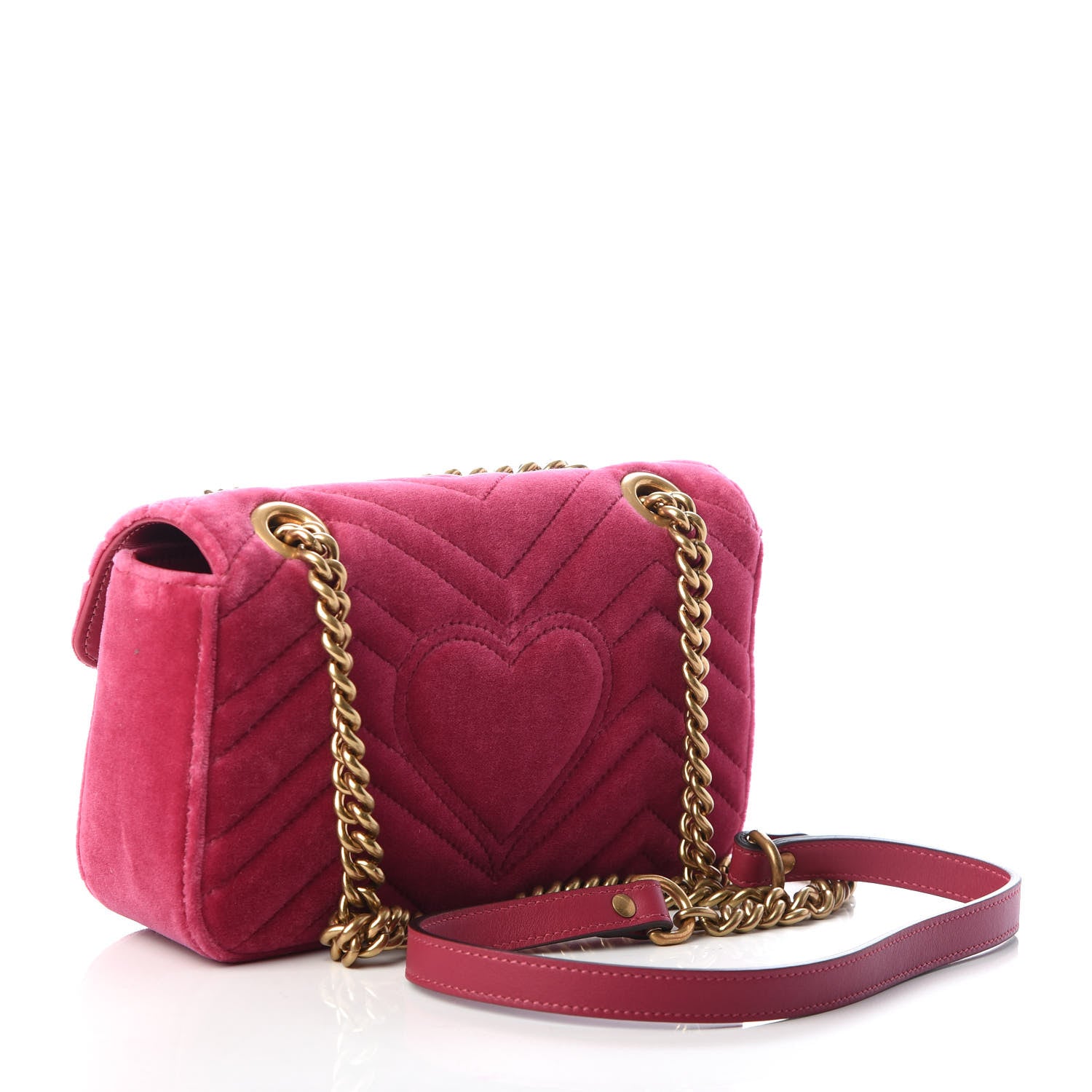 Gucci Velvet Matelasse Mini GG Marmont Shoulder Bag Light Raspberry Rose 3 of 9