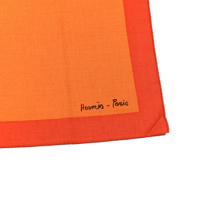 Hermes Cashmere Silk Chevaux Au Pre Shawl 140 Naturel Orange Potiron 4 of 5
