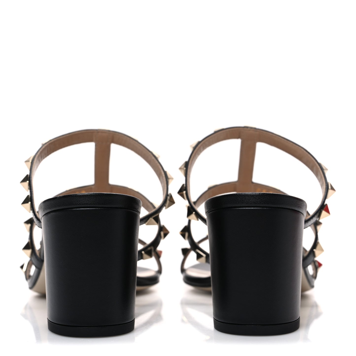 Calfskin Rockstud 60mm Caged Slide Sandals 40 Black