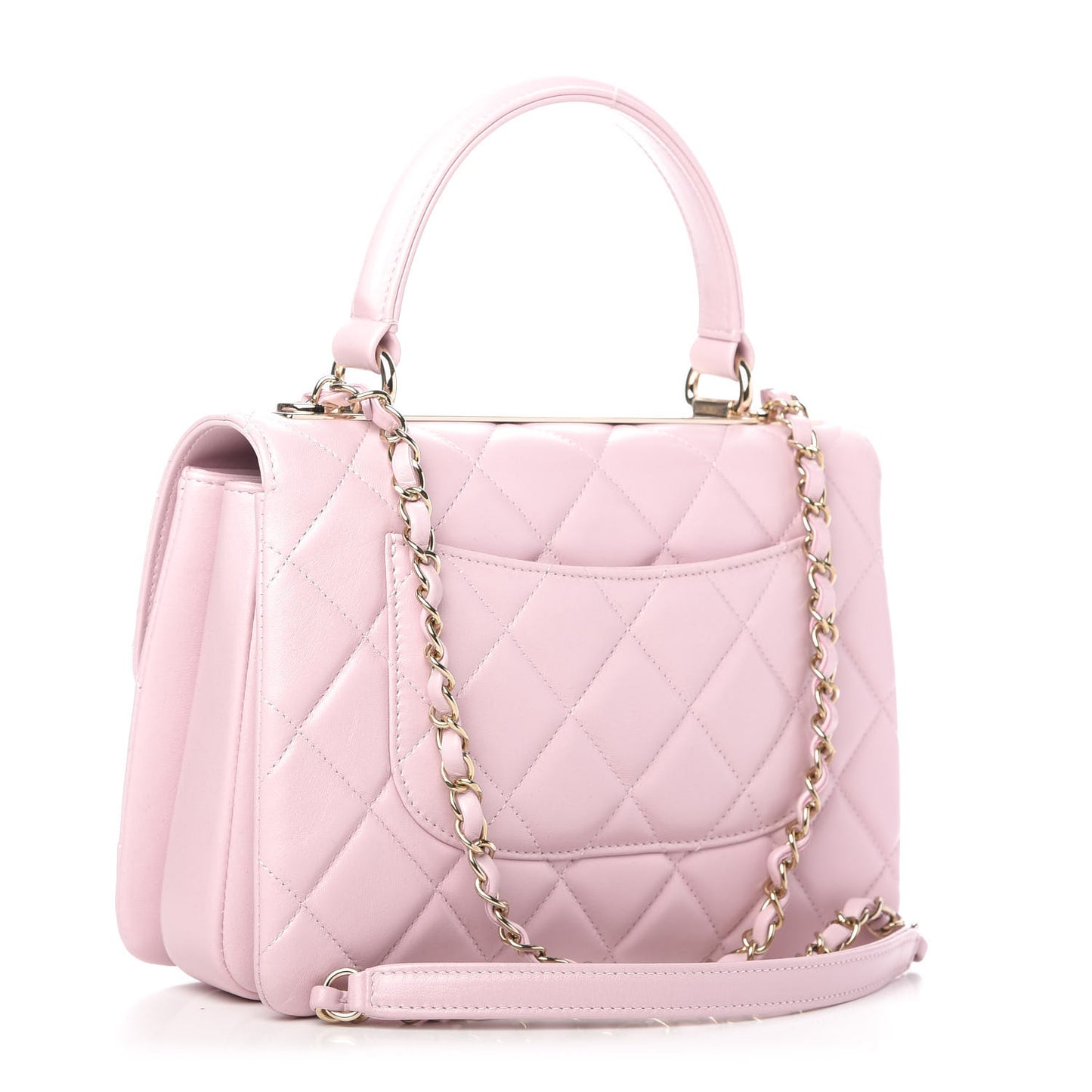 Lambskin Quilted Small Trendy CC Flap Dual Handle Bag Light Pink