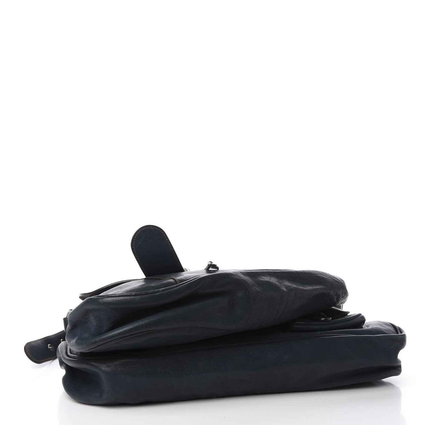 Calfskin Medium Gaucho Double Saddle Bag Dark Blue