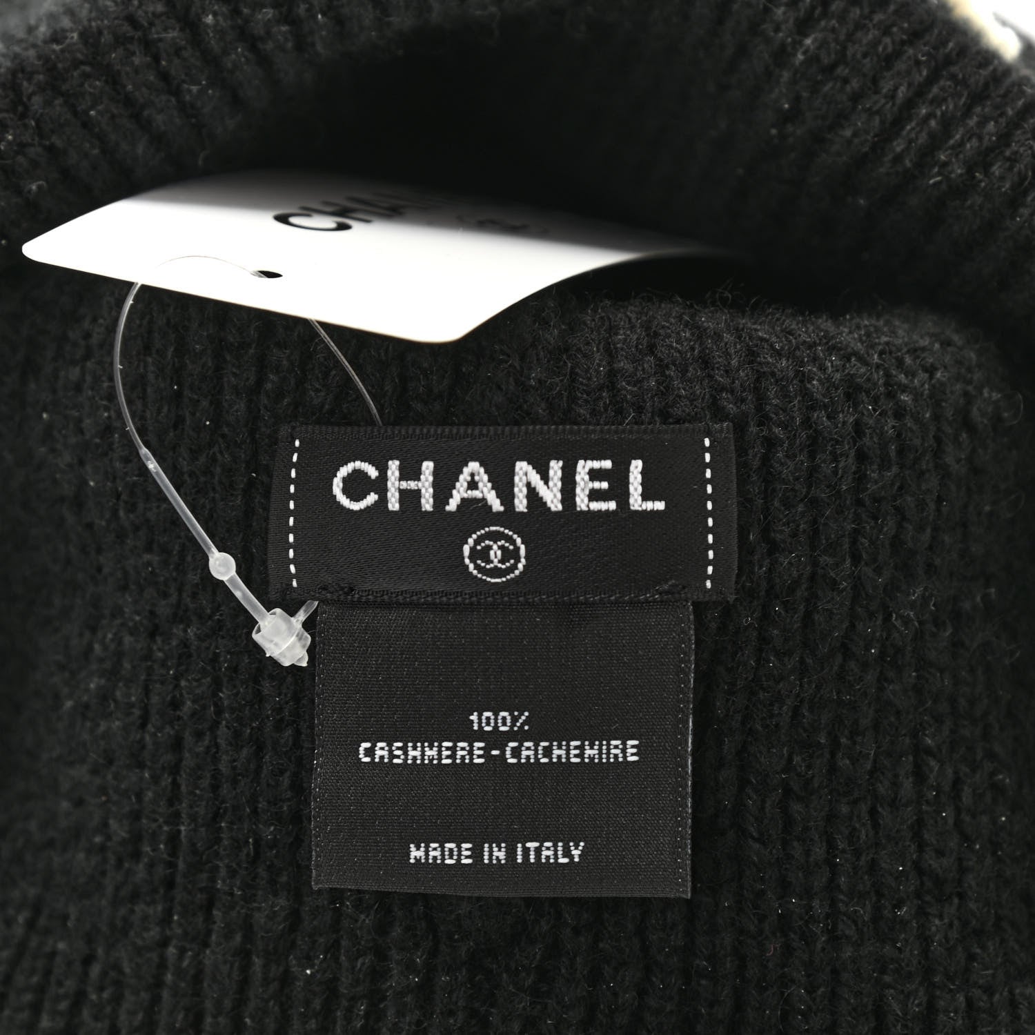 Chanel Cashmere CC Logo Beanie Hat Black 4 of 5