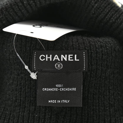 Chanel Cashmere CC Logo Beanie Hat Black 4 of 5