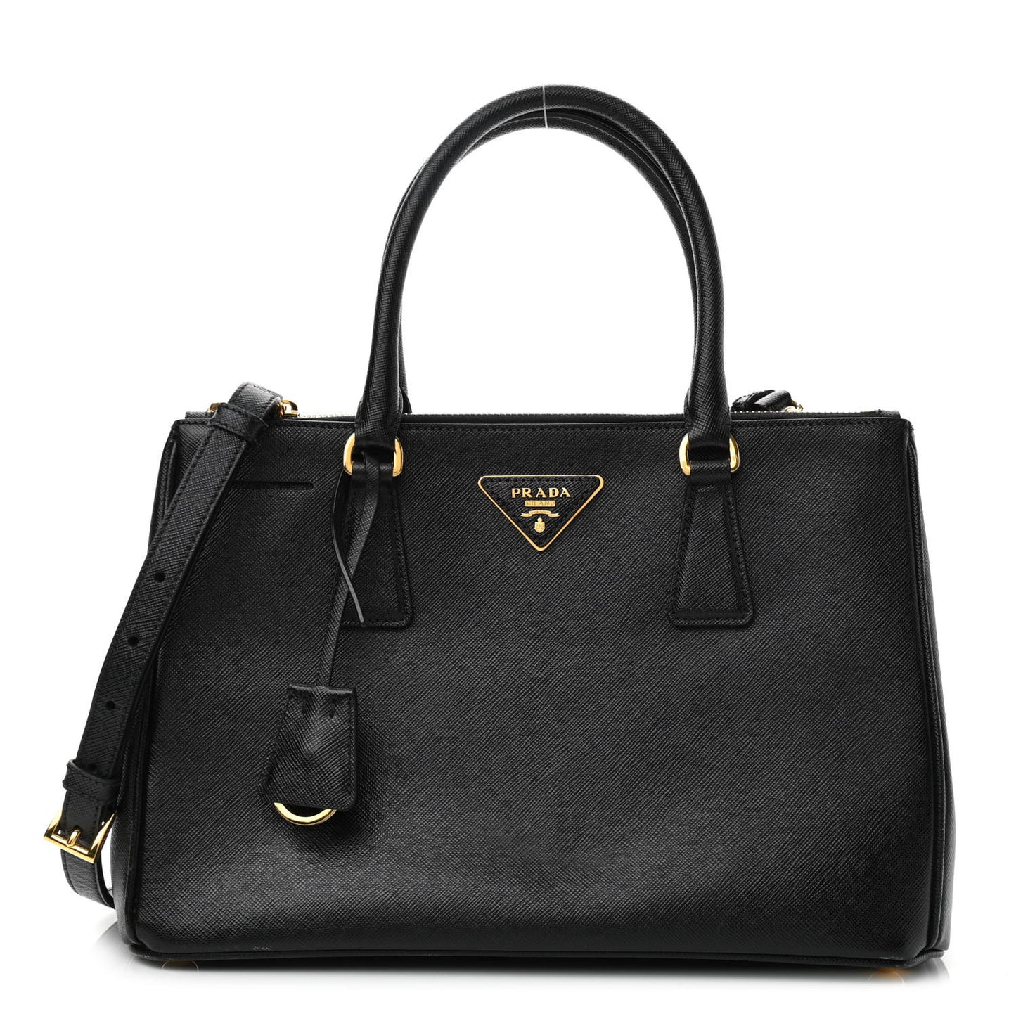 Saffiano Small Galleria Double Zip Tote Black