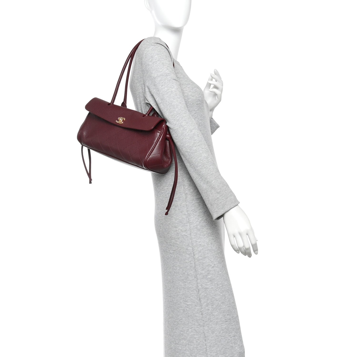 Chanel Grained Calfskin Stitched Urban Essentials Small Shopping Bag Burgundy 2 of 10