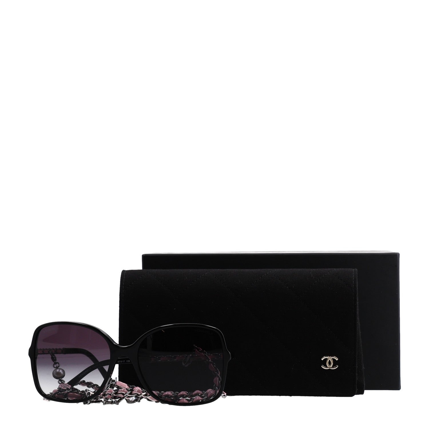 Chanel Acetate Metal Lambskin Square Chain Sunglasses 5210-Q-A Black Pink 8 of 8