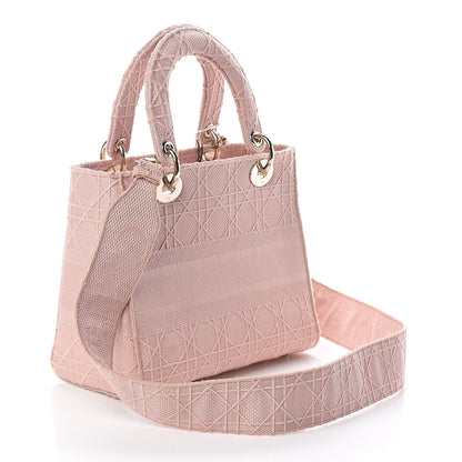 Christian Dior Canvas Cannage Medium Lady Dior Pink 3 of 9