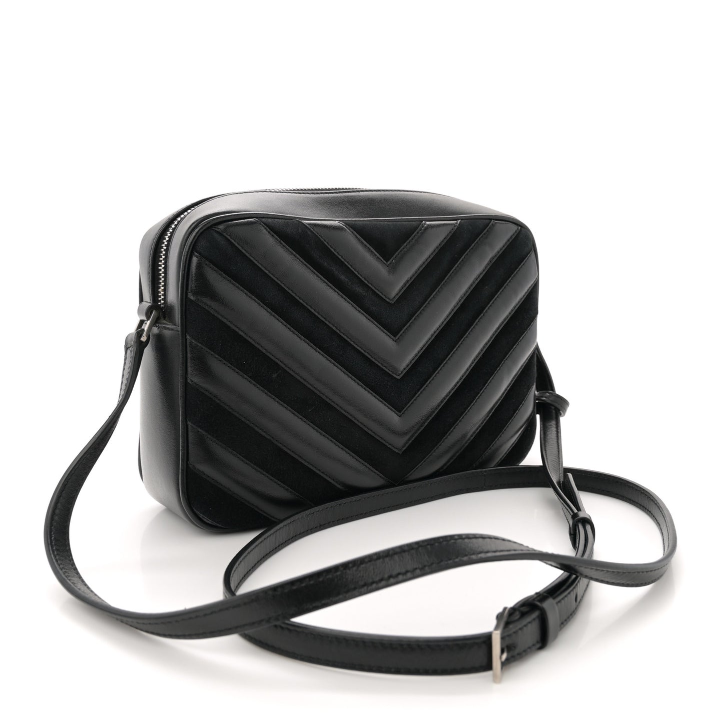 Calfskin Suede Matelasse Monogram Lou Camera Bag Black