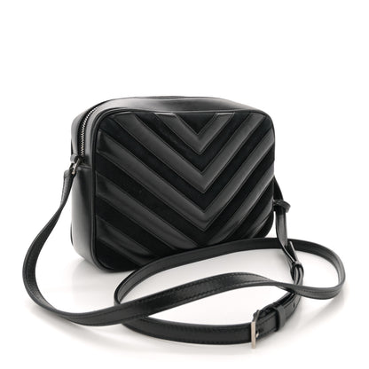 Saint Laurent Calfskin Suede Matelasse Monogram Lou Camera Bag Black 3 of 13