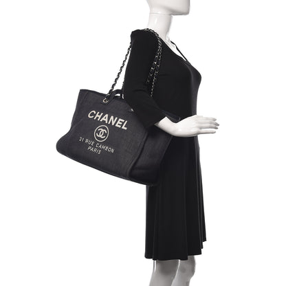 Chanel Canvas Medium Deauville Tote Black 2 of 11