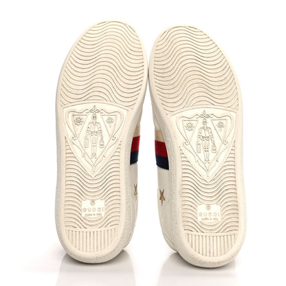Gucci Calfskin Bee Star Embroidered Sylvie Web Ace Sneakers 39 White 5 of 14