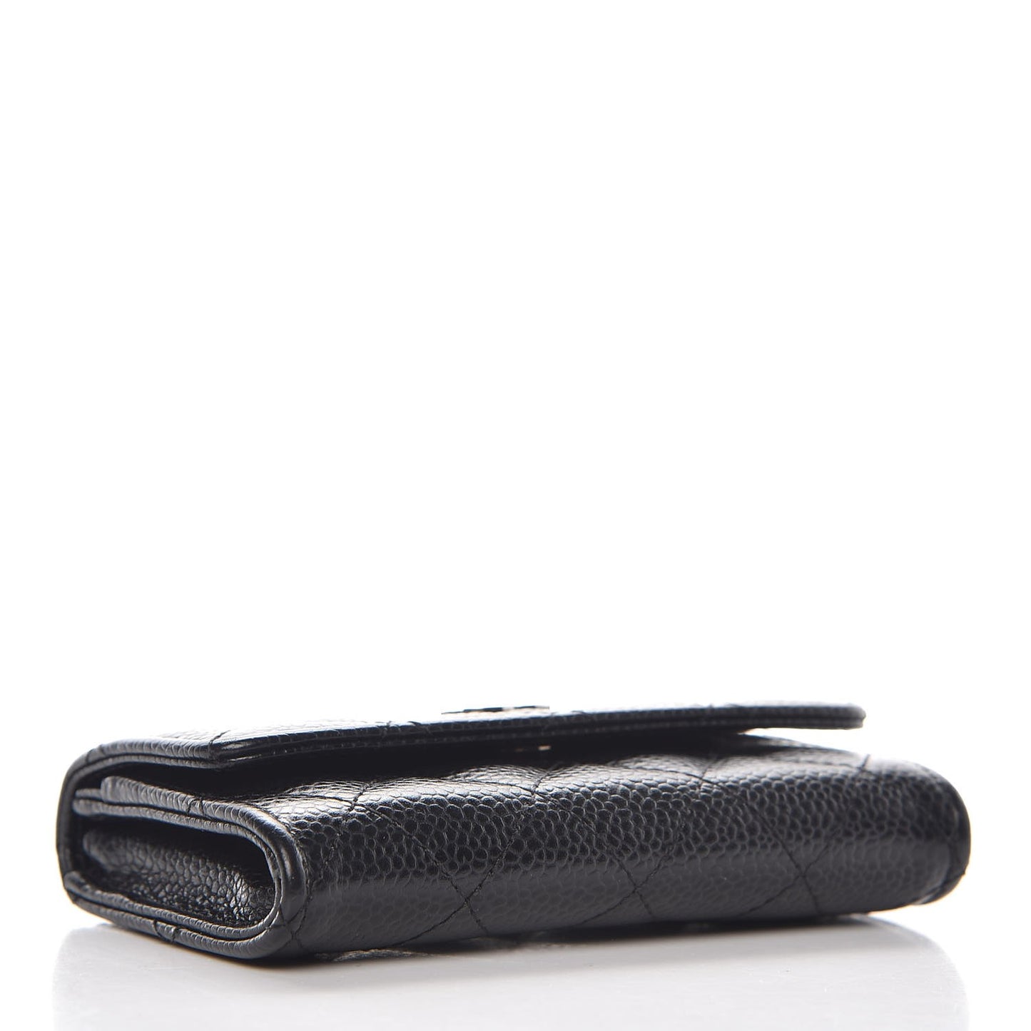 Caviar Quilted Flap Card Holder Black