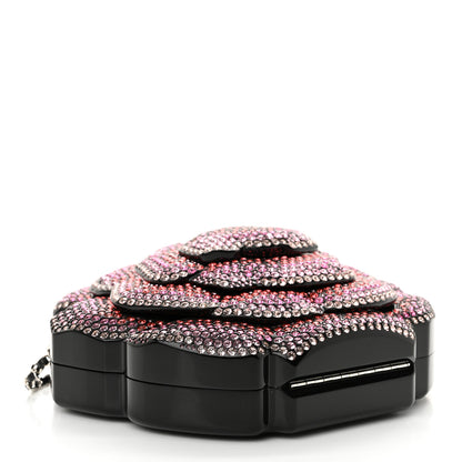 Chanel Plexiglass Strass Camellia Minaudiere Clutch Pink Black Multicolor 4 of 11