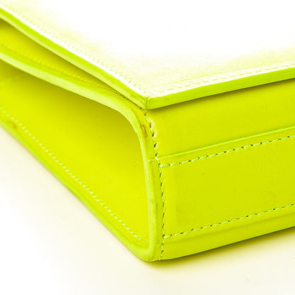 Saint Laurent Calfskin Classic Monogram Clutch Neon Yellow 10 of 15
