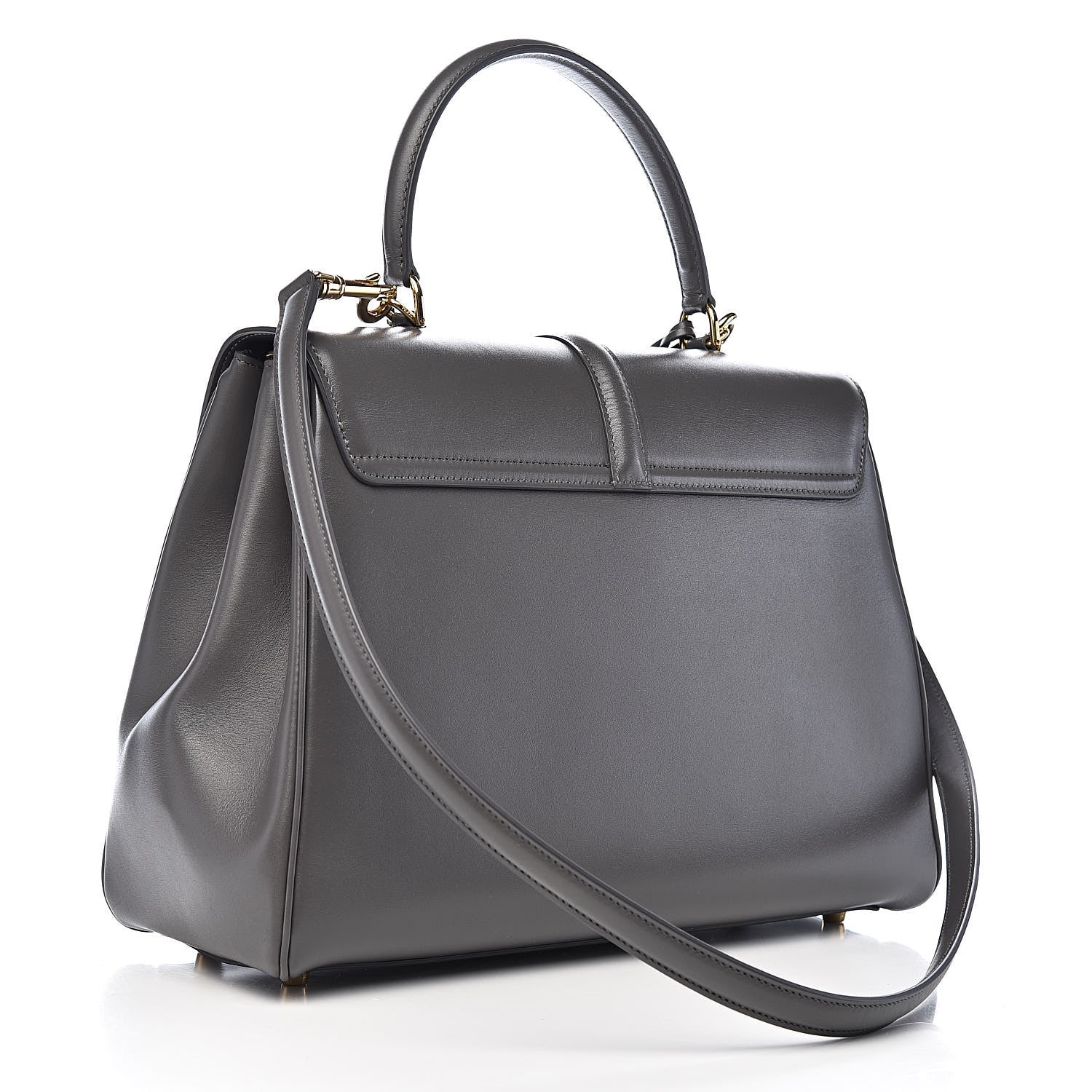 Celine Satinated Calfskin Medium 16 Top Handle Bag Grey 3 of 11
