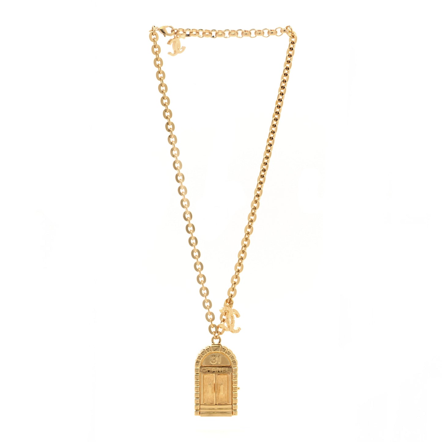 Metal 31 Rue Cambon Door Long Necklace Gold