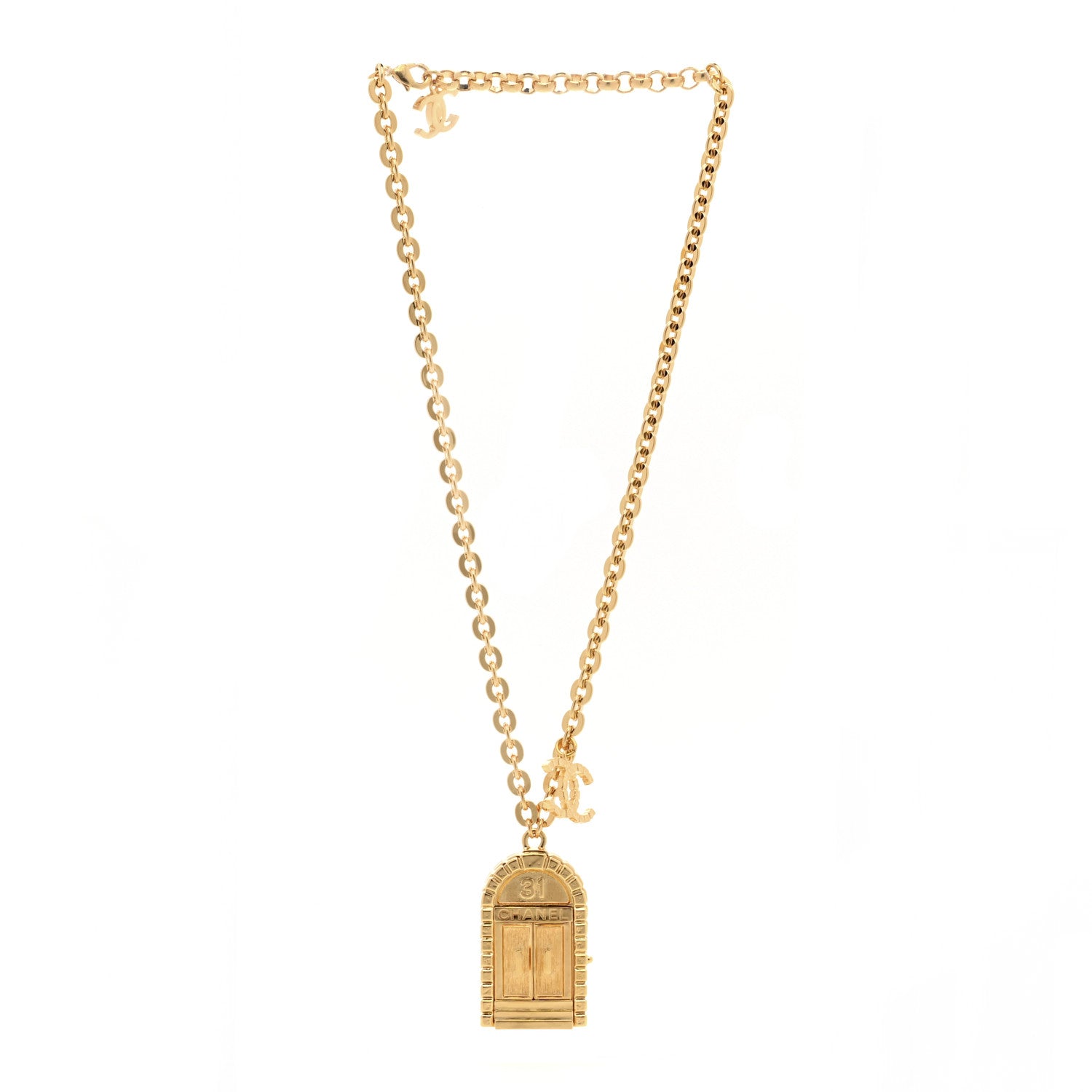 Chanel Metal 31 Rue Cambon Door Long Necklace Gold 3 of 9
