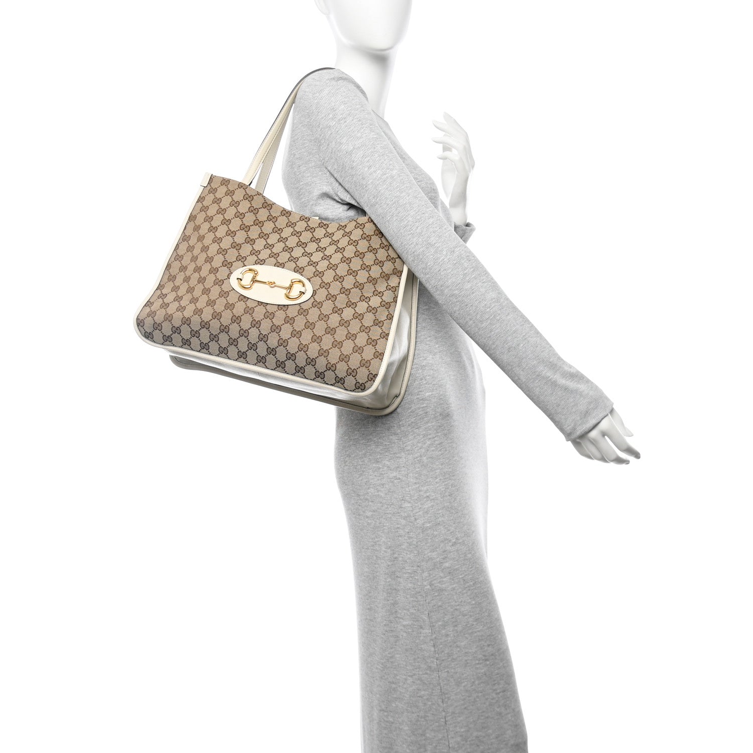Gucci Monogram New Sakai Calfskin Lux Horsebit 1955 Tote Beige Ebony Mystic White 2 of 10