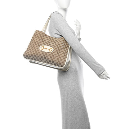 Gucci Monogram New Sakai Calfskin Lux Horsebit 1955 Tote Beige Ebony Mystic White 2 of 10