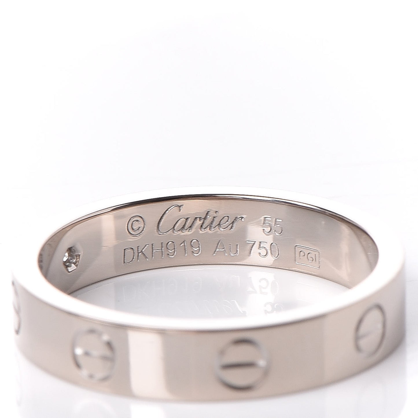 18K White Gold Diamond 3.5mm LOVE Wedding Band Ring 55 7.25