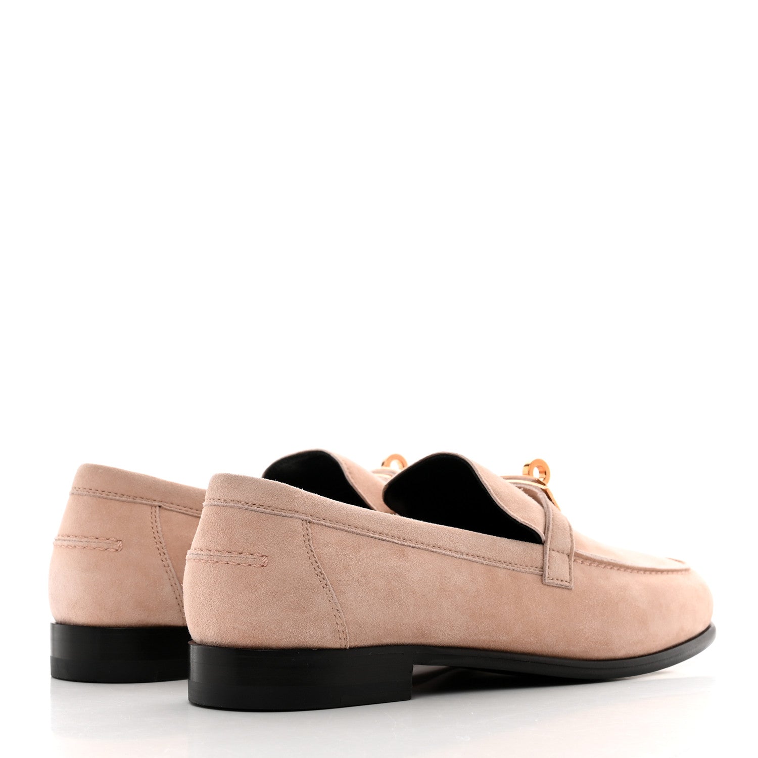 Hermes Suede Goatskin Womens Destin Loafer 37.5 Rose Opaline 4 of 9