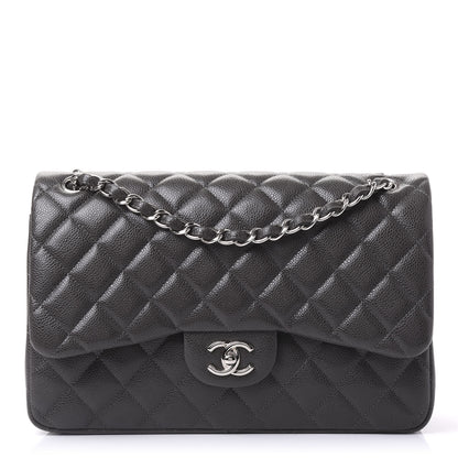 Chanel Caviar Quilted Jumbo Double Flap Dark Grey 1 of 10