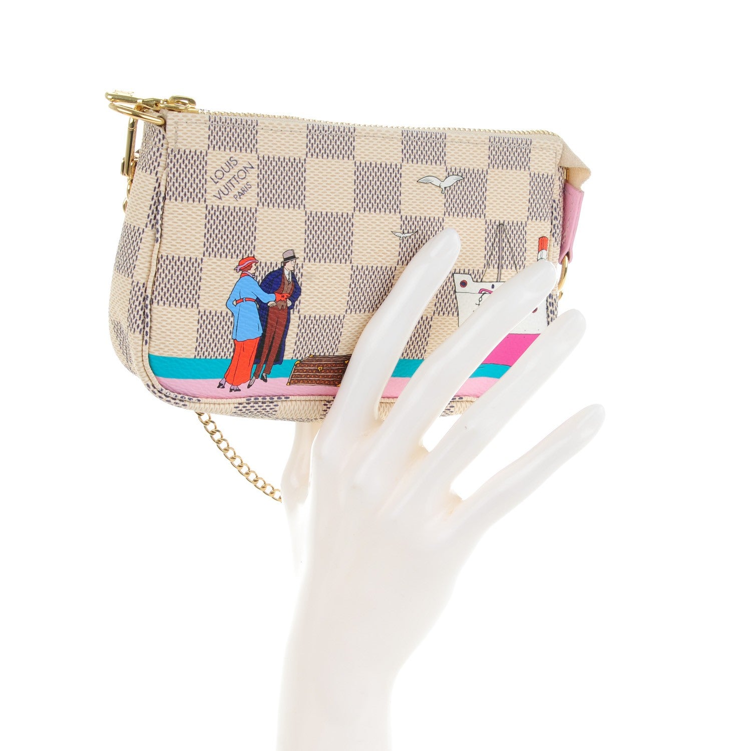 Louis Vuitton Damier Azur 2016 Christmas Animation Mini Pochette Accessories 2 of 7