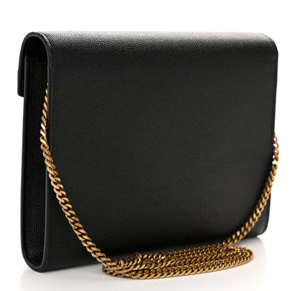 Saint Laurent Grain De Poudre Monogram Cassandra Chain Wallet Black 3 of 9