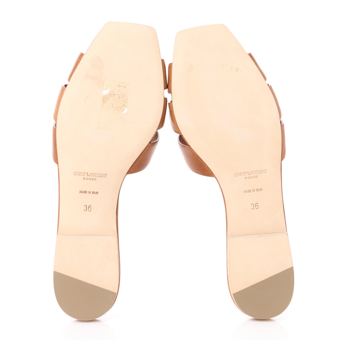 Calfskin Tribute 05 Slide Sandals 36 Amber
