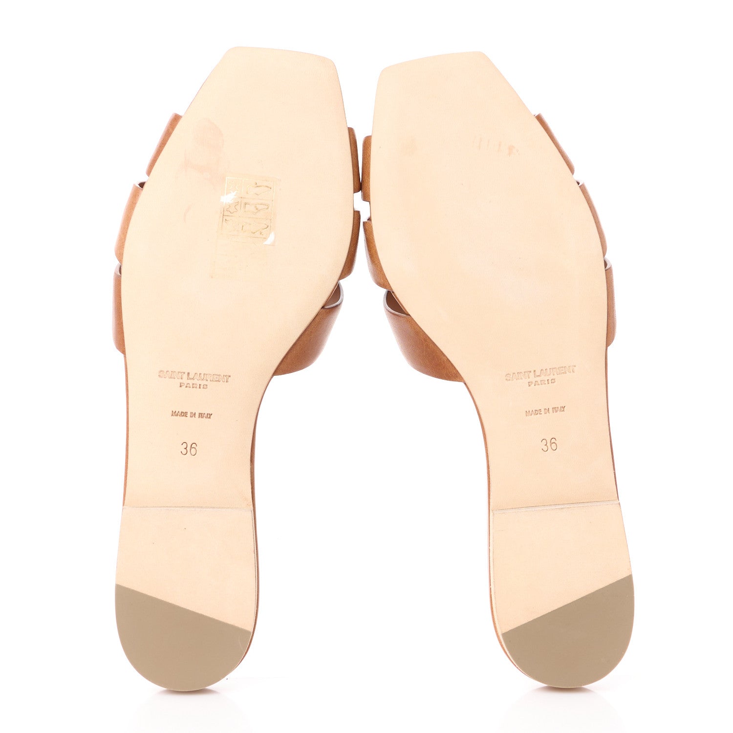Saint Laurent Calfskin Tribute 05 Slide Sandals 36 Amber 5 of 11