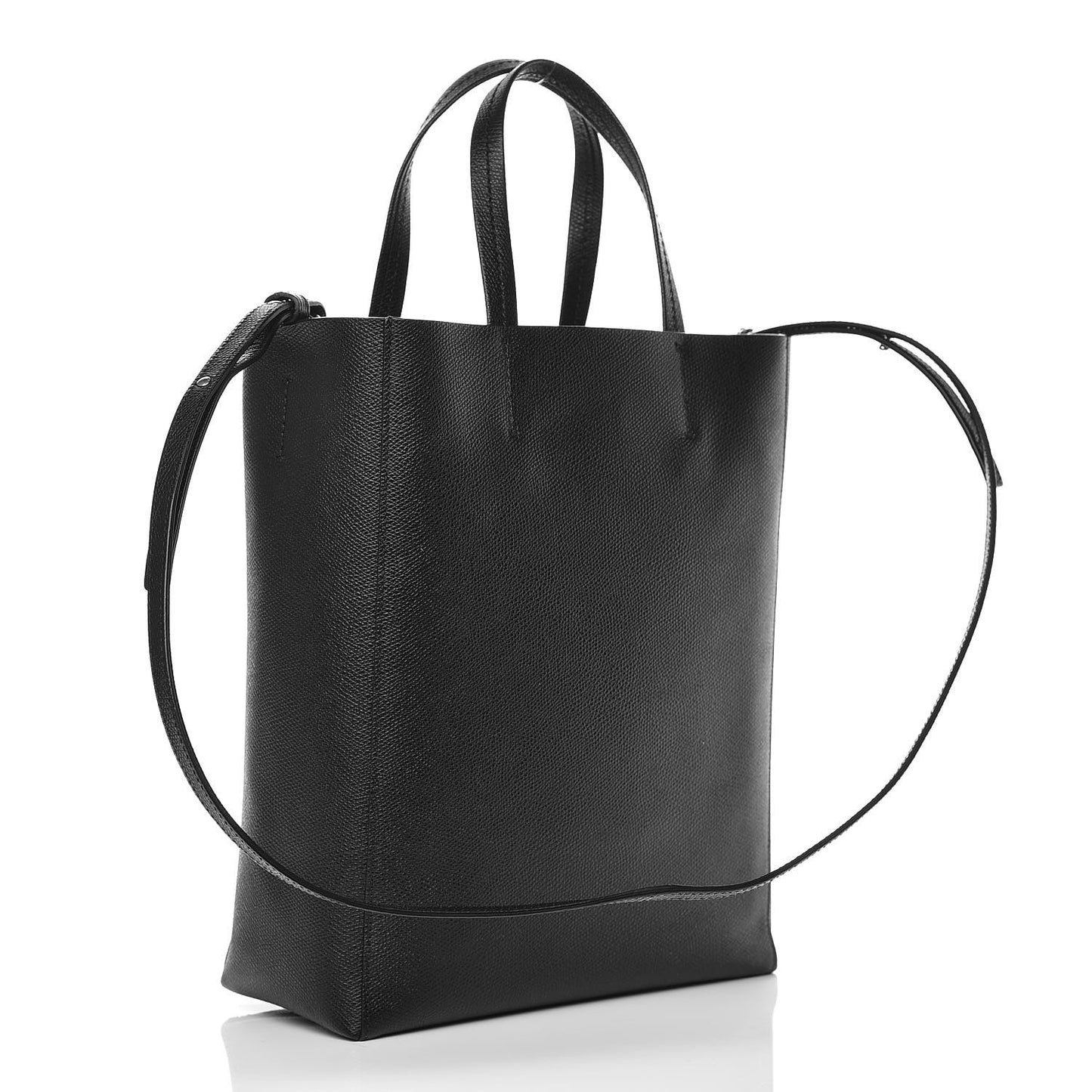 Grained Calfskin Small Vertical Cabas Black