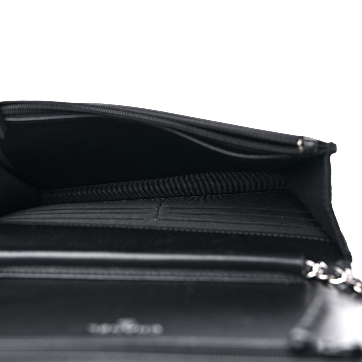Chanel Velvet Metallic Embellished Boy Wallet On Chain WOC Silver Black 5 of 12