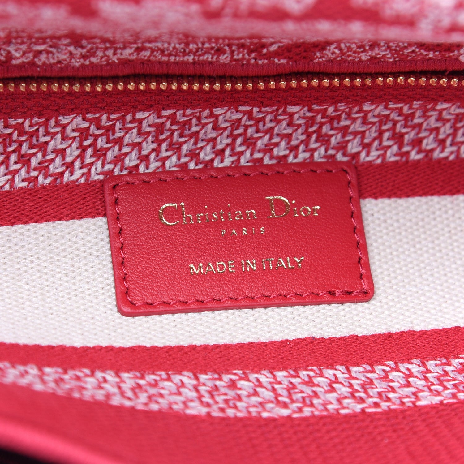 Christian Dior Canvas Toile De Jouy Reverse Embroidered Medium Lady D-Lite Red 6 of 8