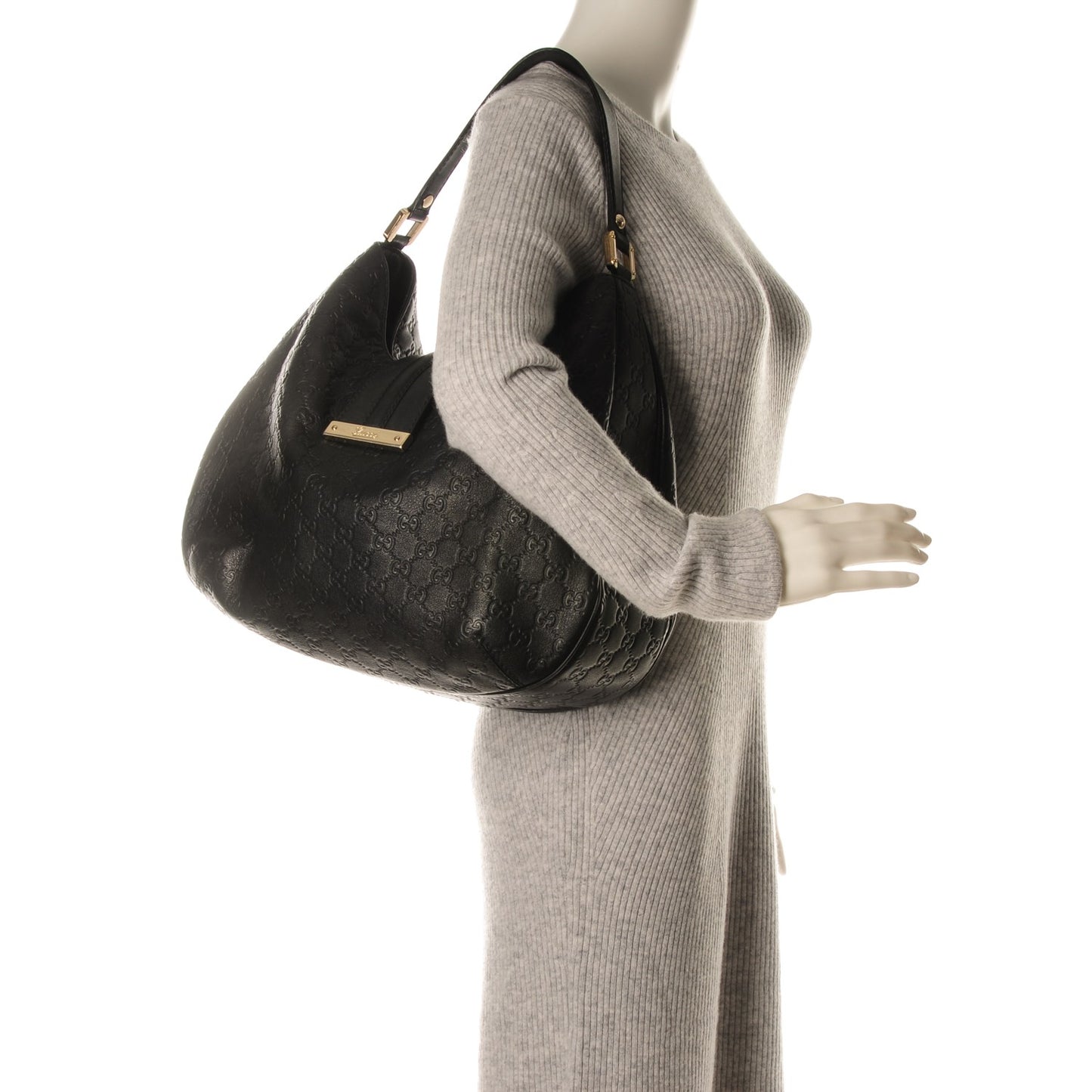 Guccissima Large New Ladies Web Hobo Black