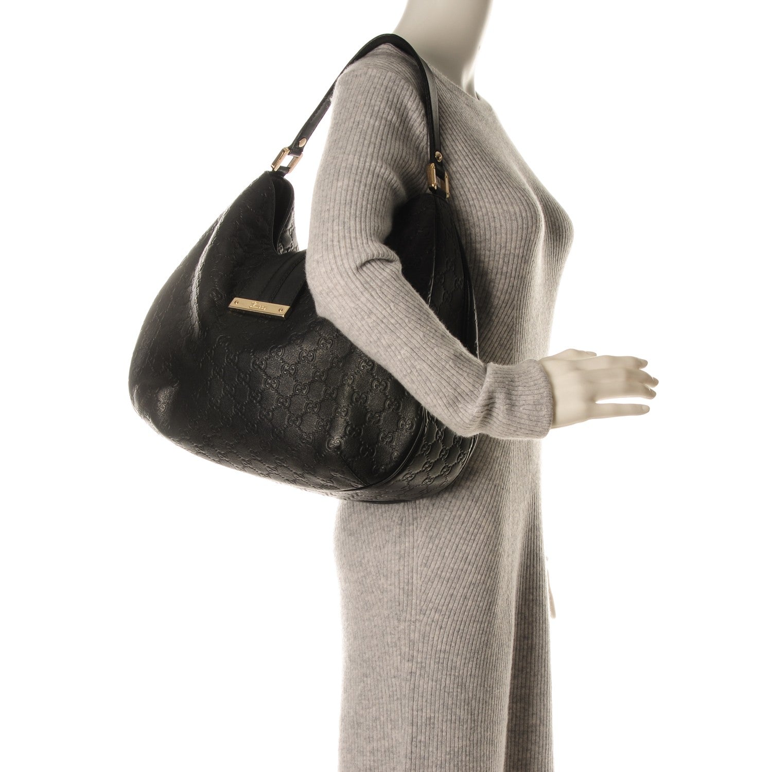 Gucci Guccissima Large New Ladies Web Hobo Black 2 of 7