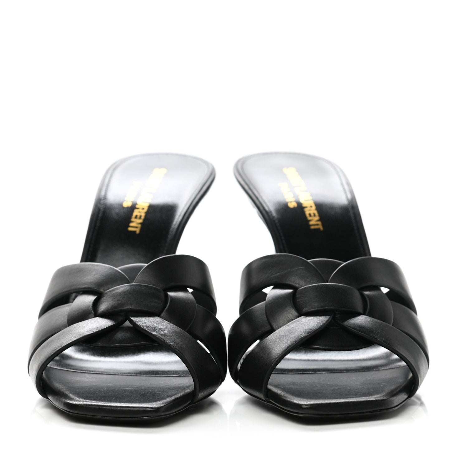 Calfskin Tribute 85 Slide Sandals 36 Black