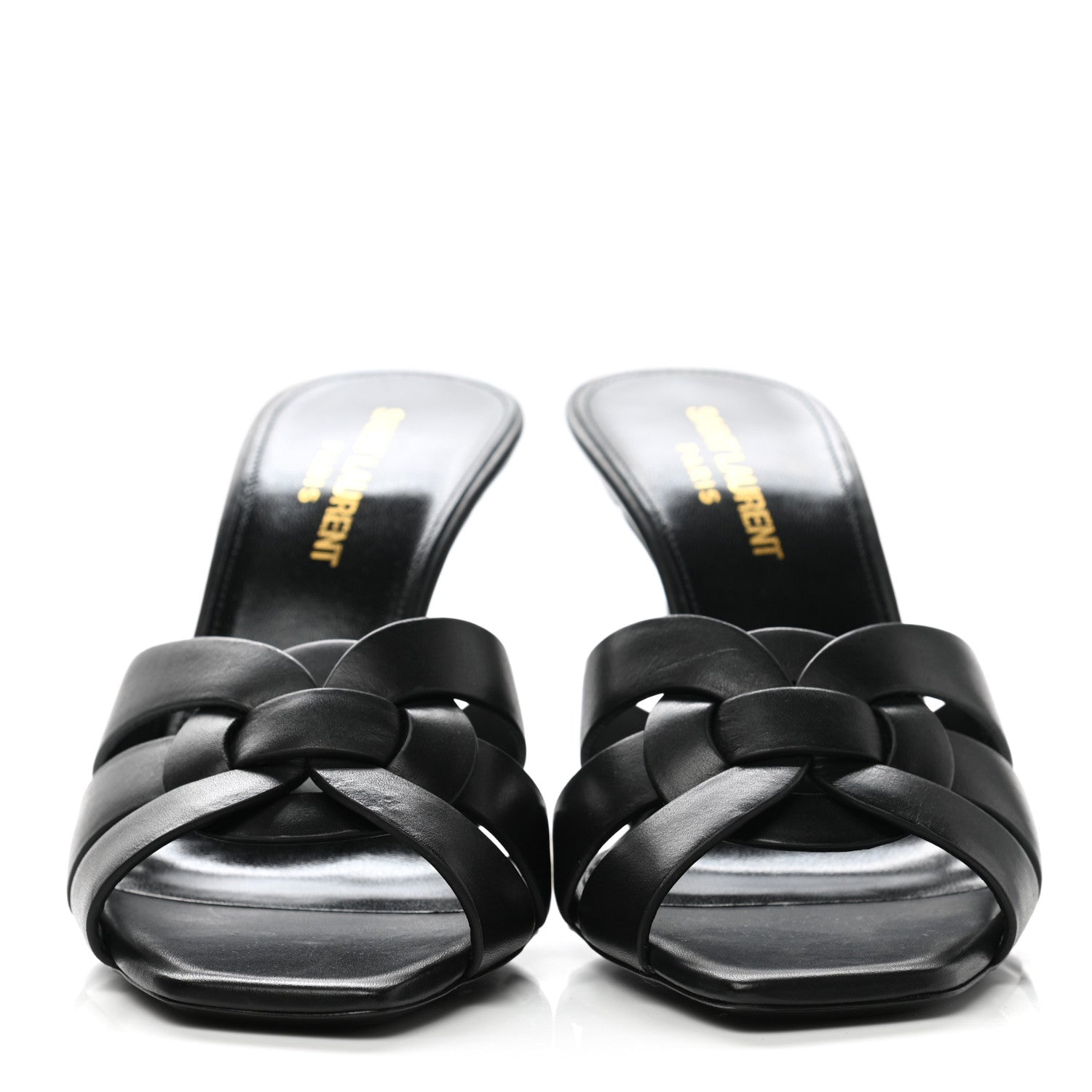 Saint Laurent Calfskin Tribute 85 Slide Sandals 36 Black 2 of 8