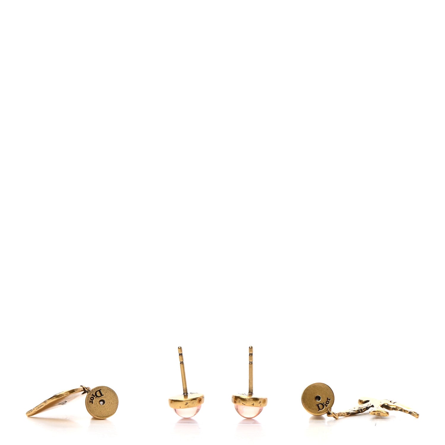 Christian Dior Metal Resin Le Printemps de Dior Earrings Aged Gold Pink 3 of 5