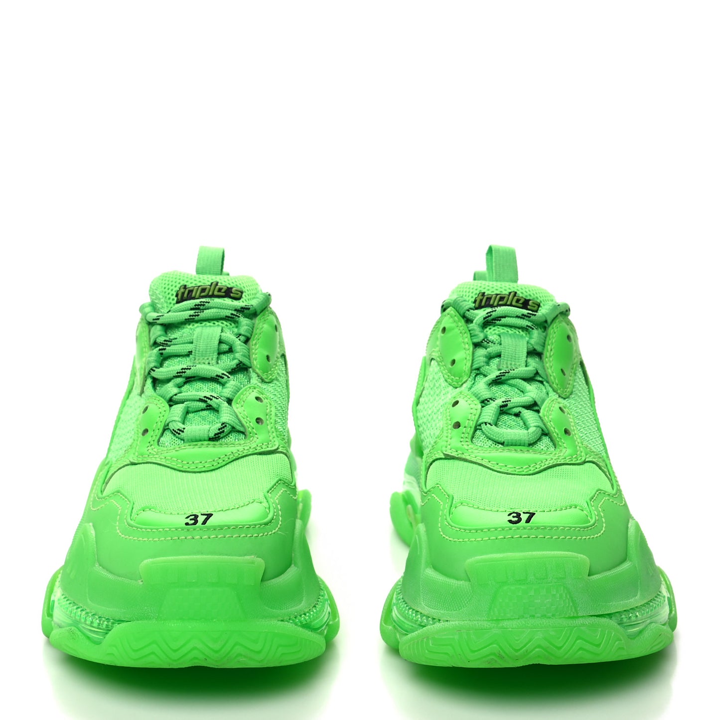 Fabric Mesh Clear Sole Womens Triple S Sneakers 37 Fluo Green