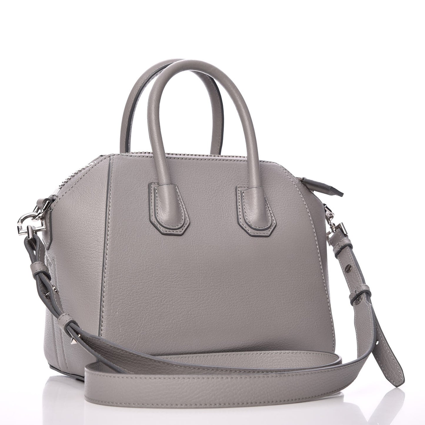 Sugar Goatskin Mini Antigona Pearl Grey