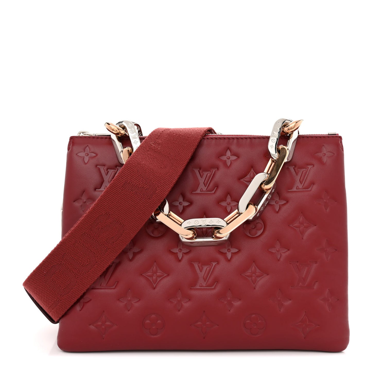 Lambskin Embossed Monogram Coussin PM Wine